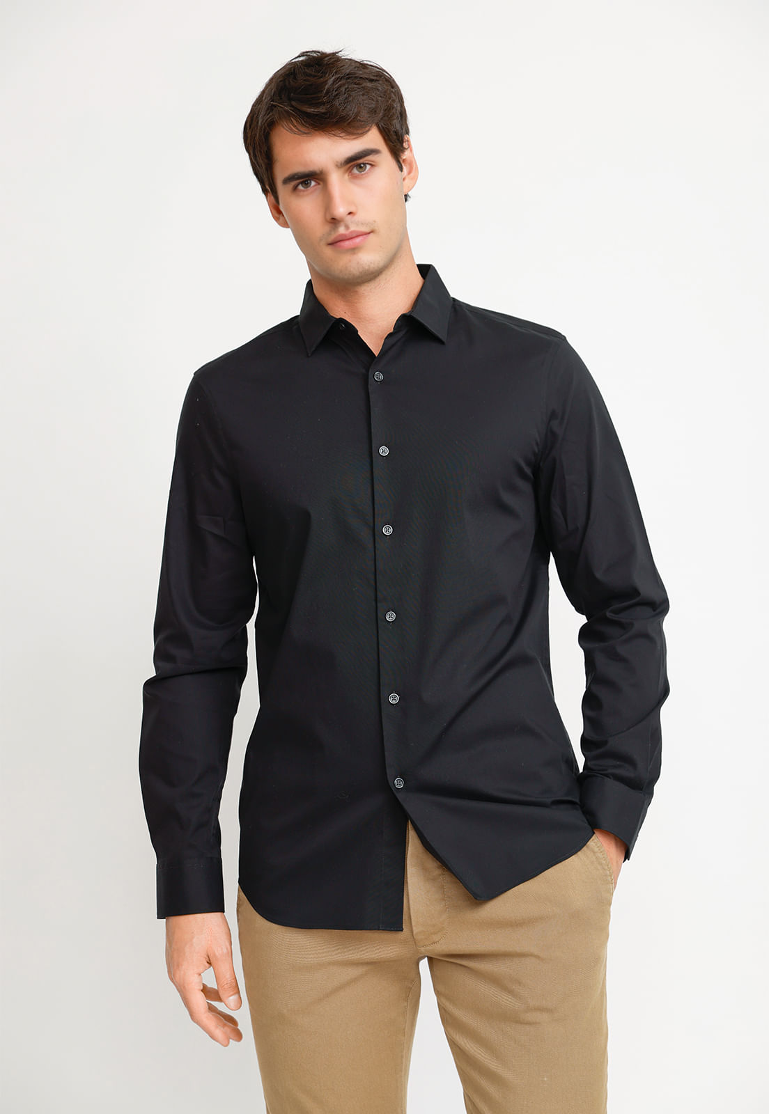 Camisa Hombre Casual Negro