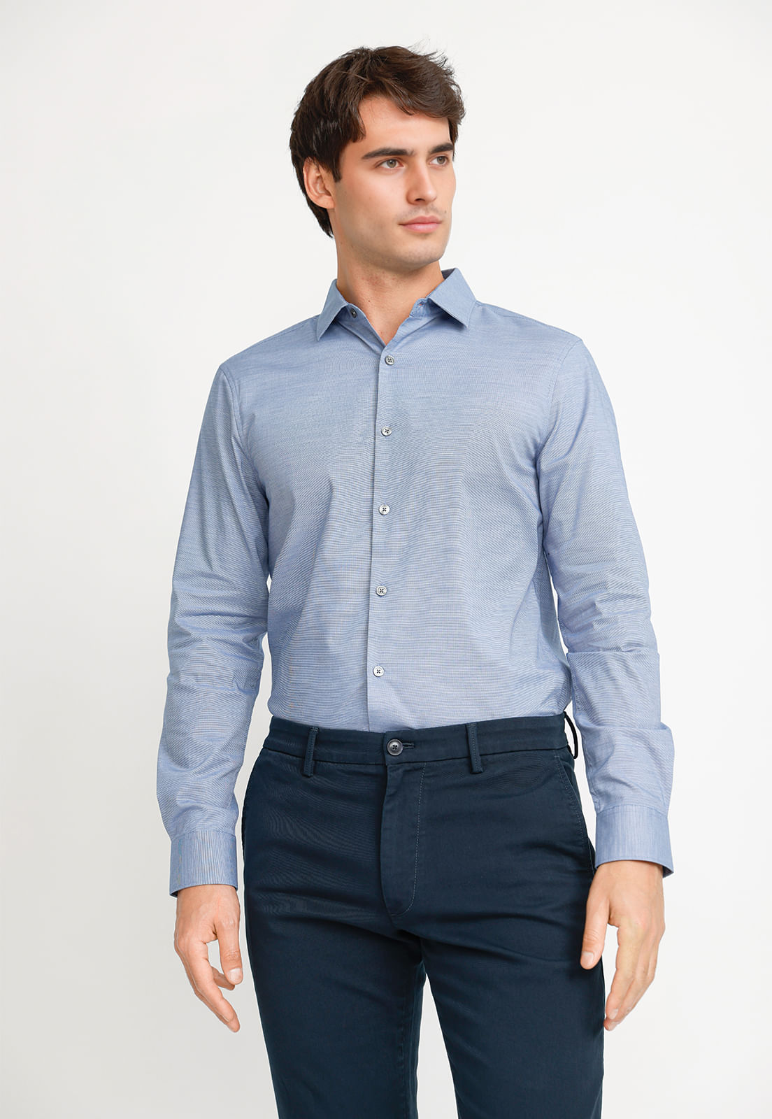 Camisa Hombre Casual Azul